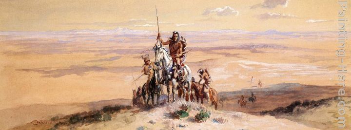 Indians on Plains painting - Charles Marion Russell Indians on Plains art painting